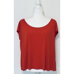 EILEEN FISHER Women’s Size L100% Silk Blouse Burnt Orange Career Business Formal